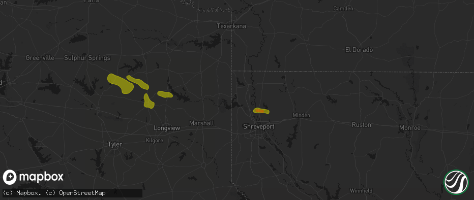 Hail map in Oil City, LA on May 8, 2026