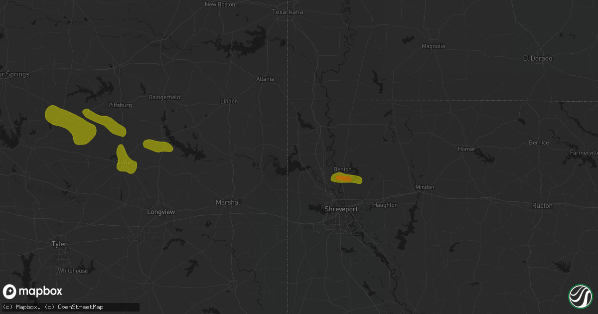 Hail map in Oil City, LA on May 8, 2026