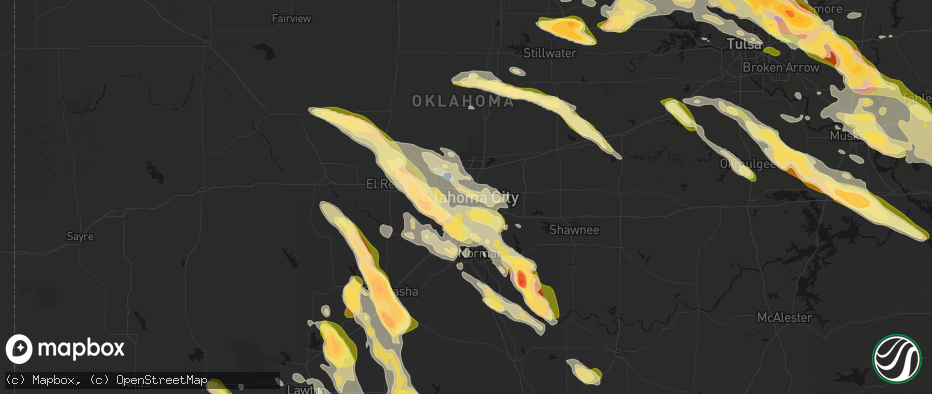 Hail map in Oklahoma City, OK on May 8, 2026