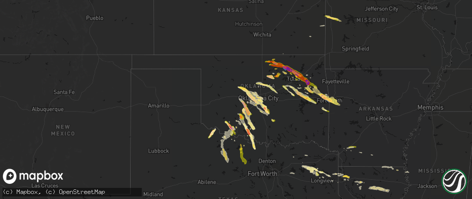 Hail map in Oklahoma on May 8, 2026