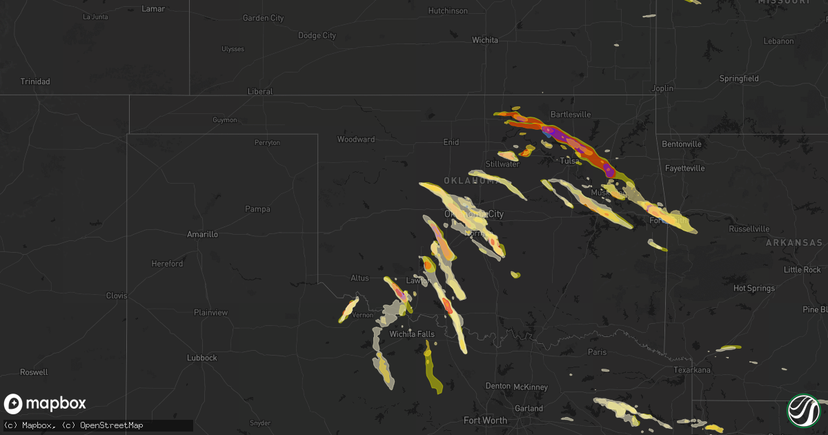 Hail map in Oklahoma on May 8, 2026