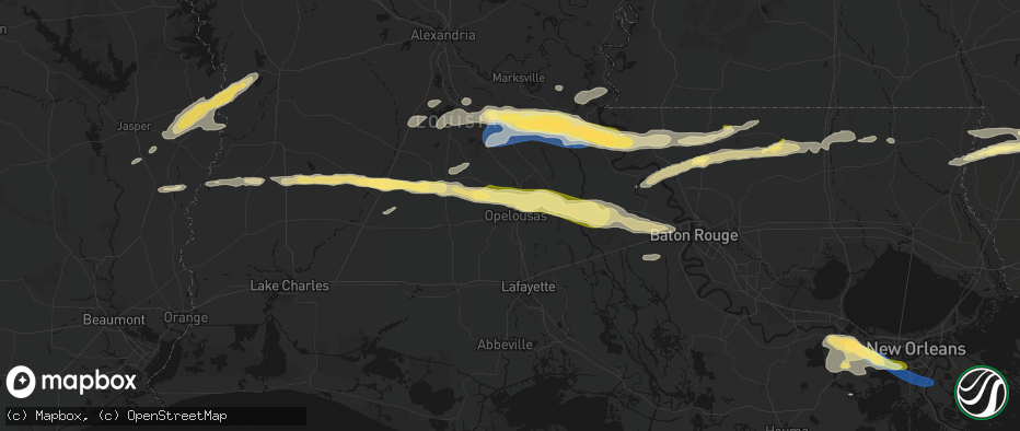 Hail map in Opelousas, LA on May 8, 2026