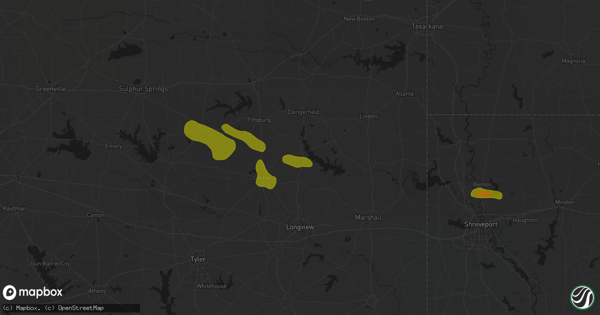 Hail map in Ore City, TX on May 8, 2026