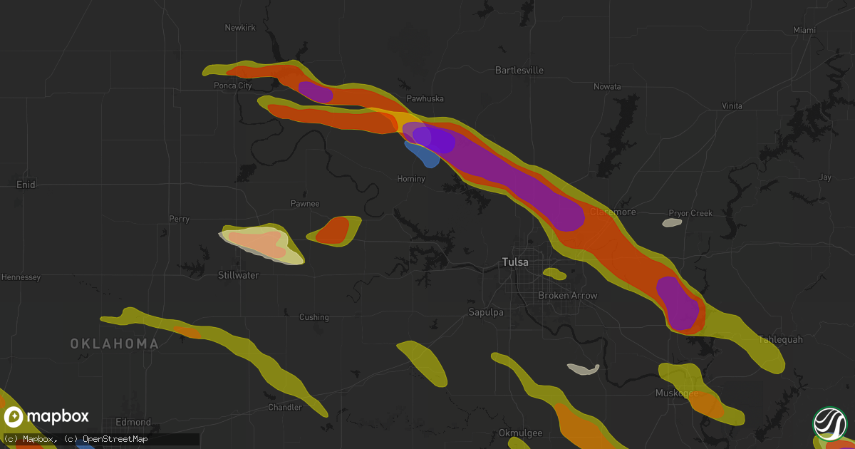Hail map in Osage, OK on May 8, 2026
