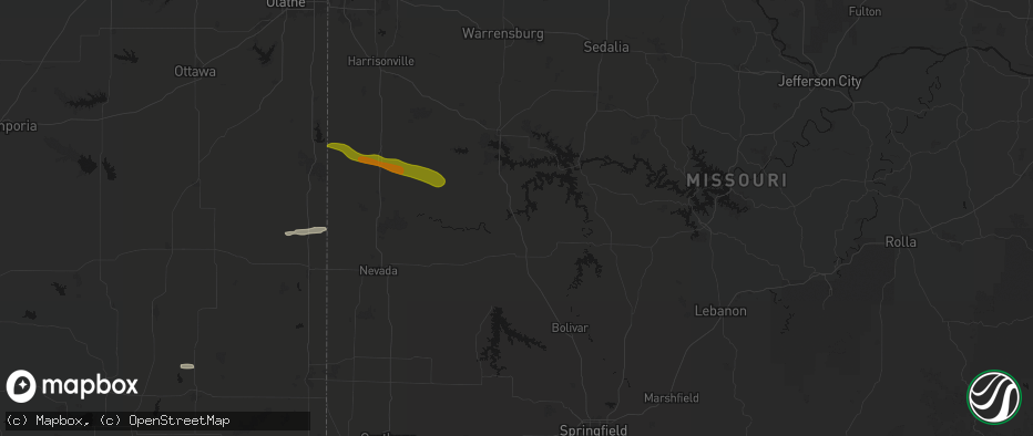 Hail map in Osceola, MO on May 8, 2026