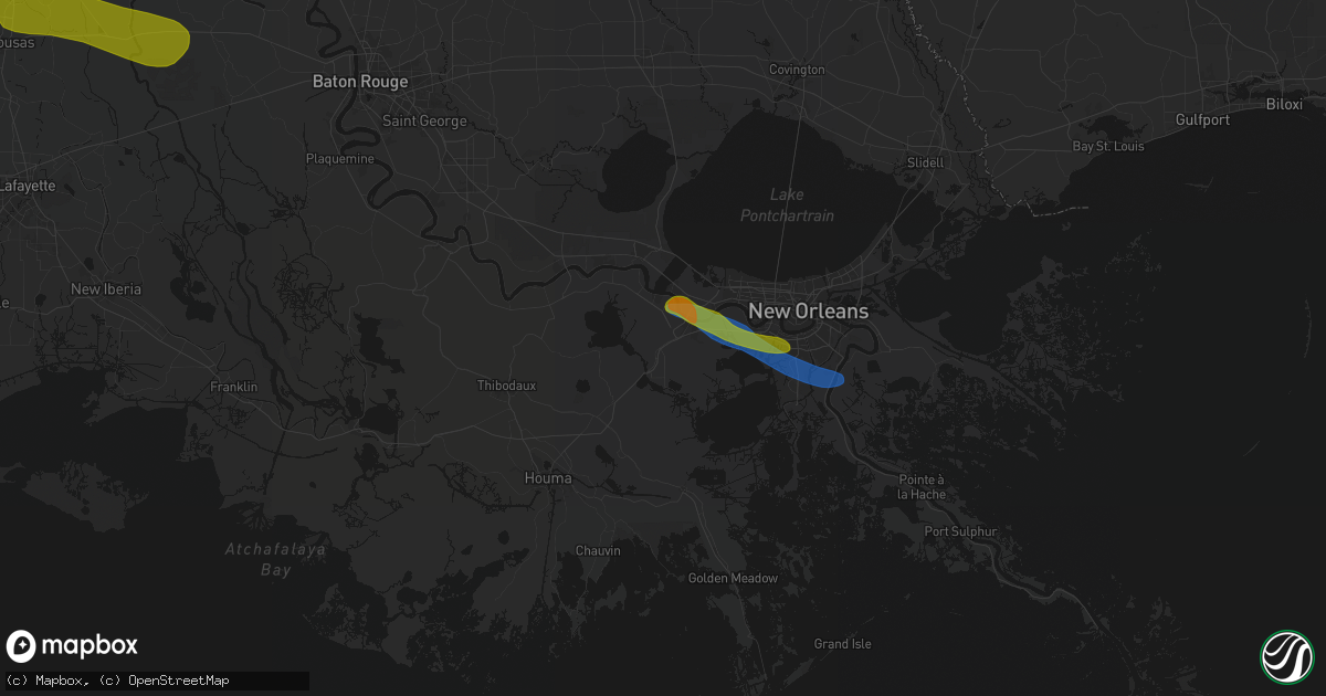 Hail map in Paradis, LA on May 8, 2026