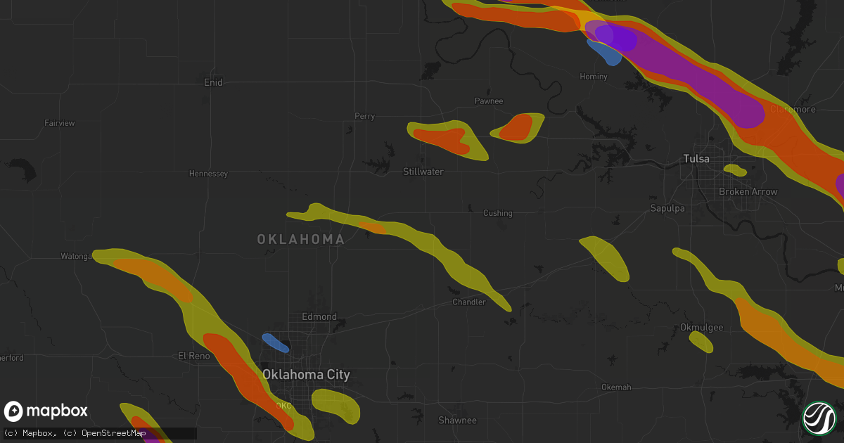 Hail map in Perkins, OK on May 8, 2026