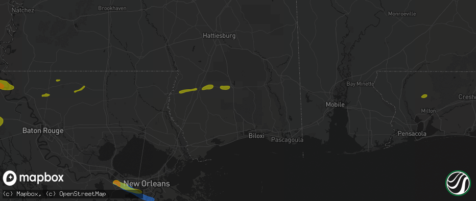 Hail map in Perkinston, MS on May 8, 2026