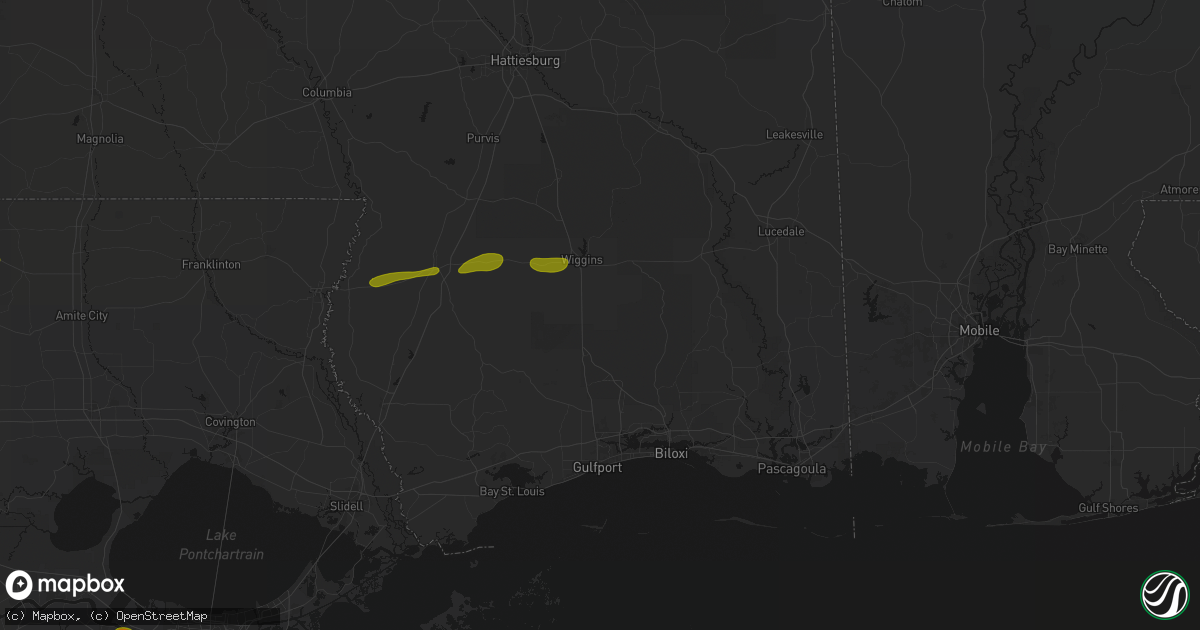 Hail map in Perkinston, MS on May 8, 2026