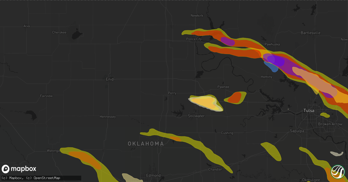 Hail map in Perry, OK on May 8, 2026