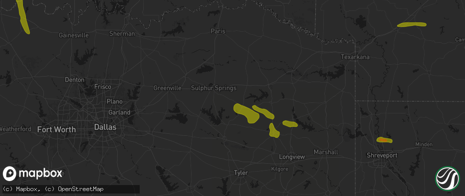 Hail map in Pickton, TX on May 8, 2026