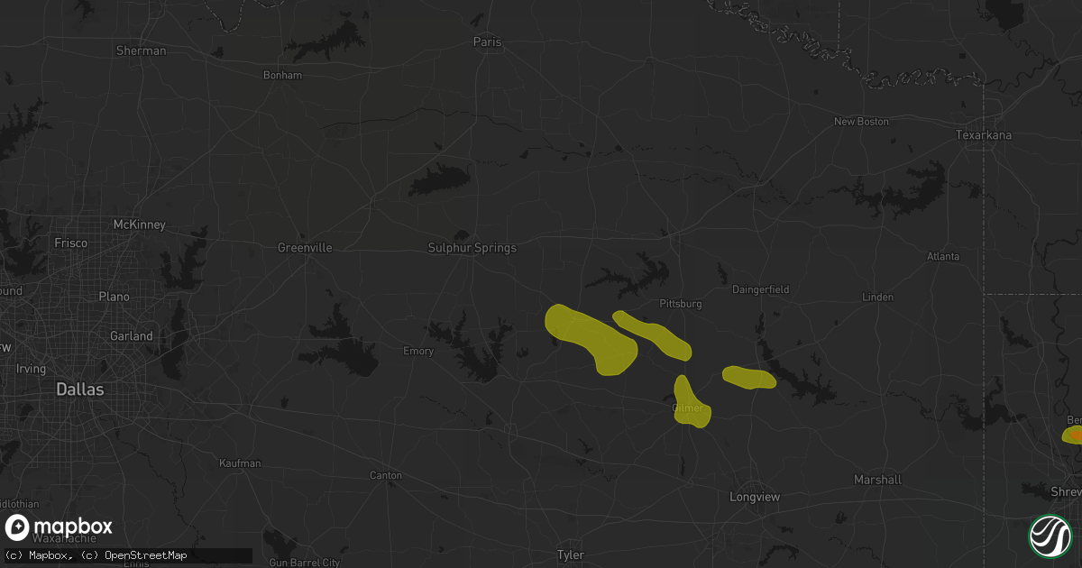 Hail map in Pickton, TX on May 8, 2026