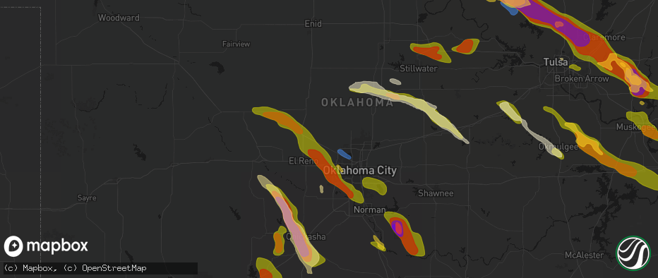 Hail map in Piedmont, OK on May 8, 2026