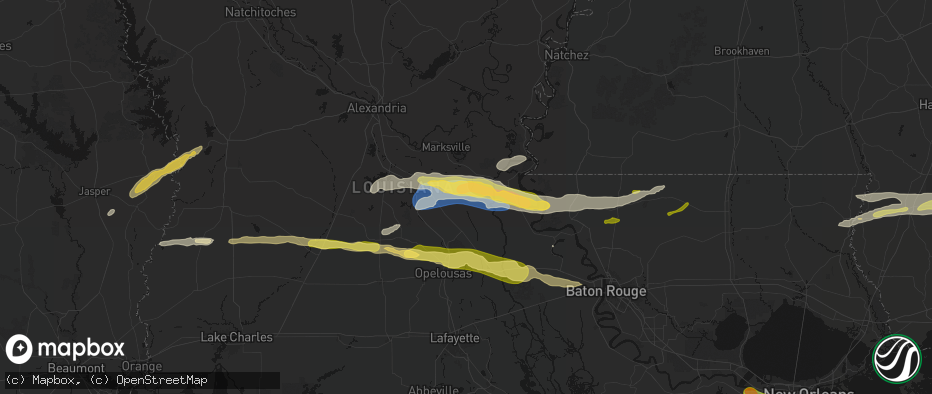 Hail map in Plaucheville, LA on May 8, 2026
