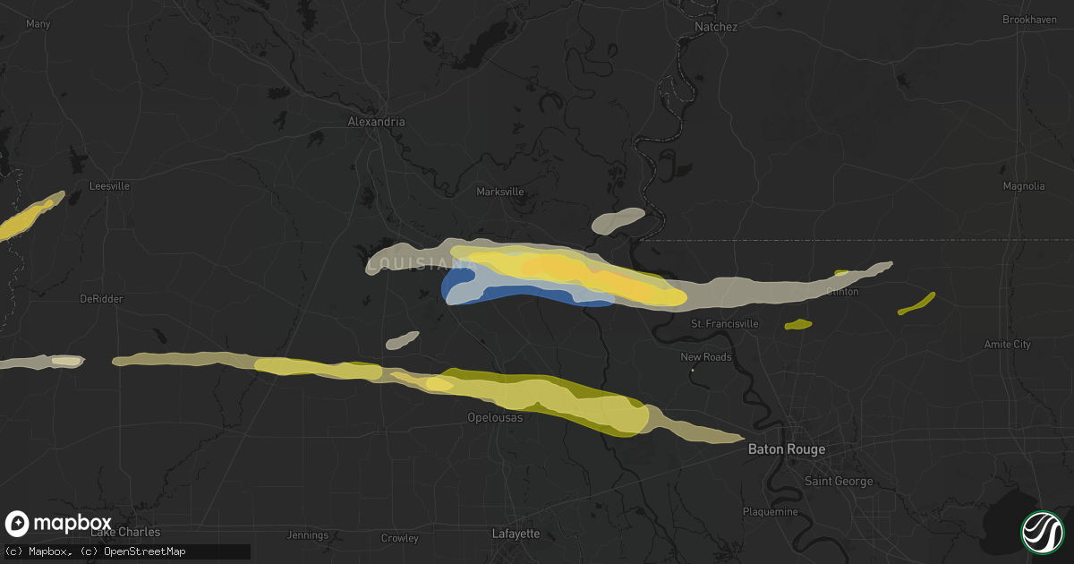 Hail map in Plaucheville, LA on May 8, 2026
