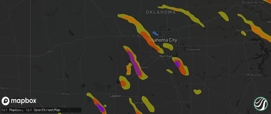 Hail map in Pocasset, OK on May 8, 2026