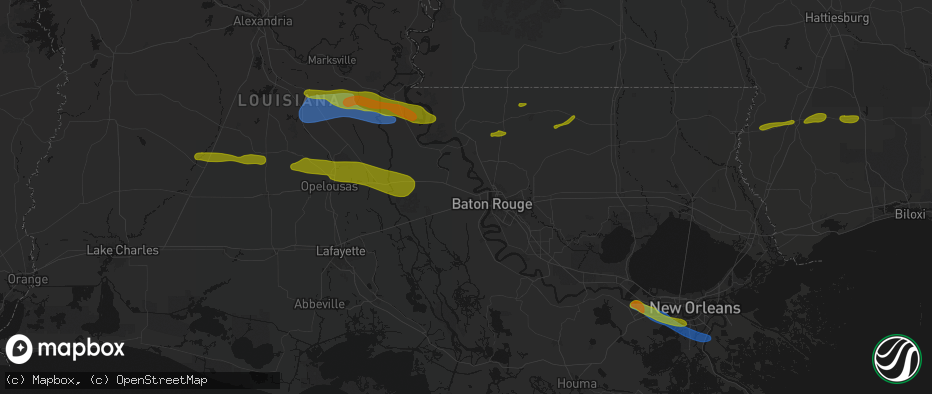 Hail map in Port Allen, LA on May 8, 2026