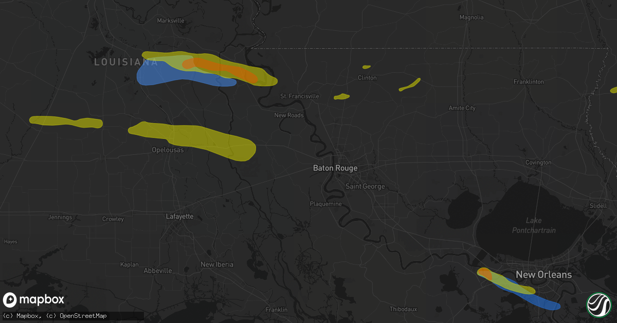 Hail map in Port Allen, LA on May 8, 2026