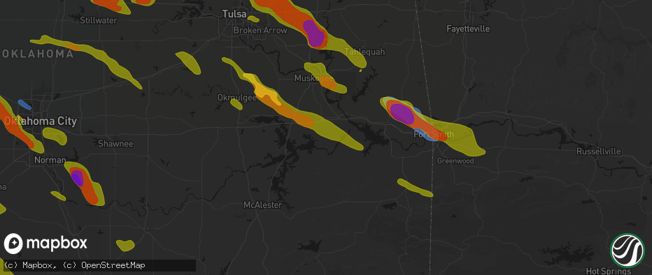 Hail map in Porum, OK on May 8, 2026