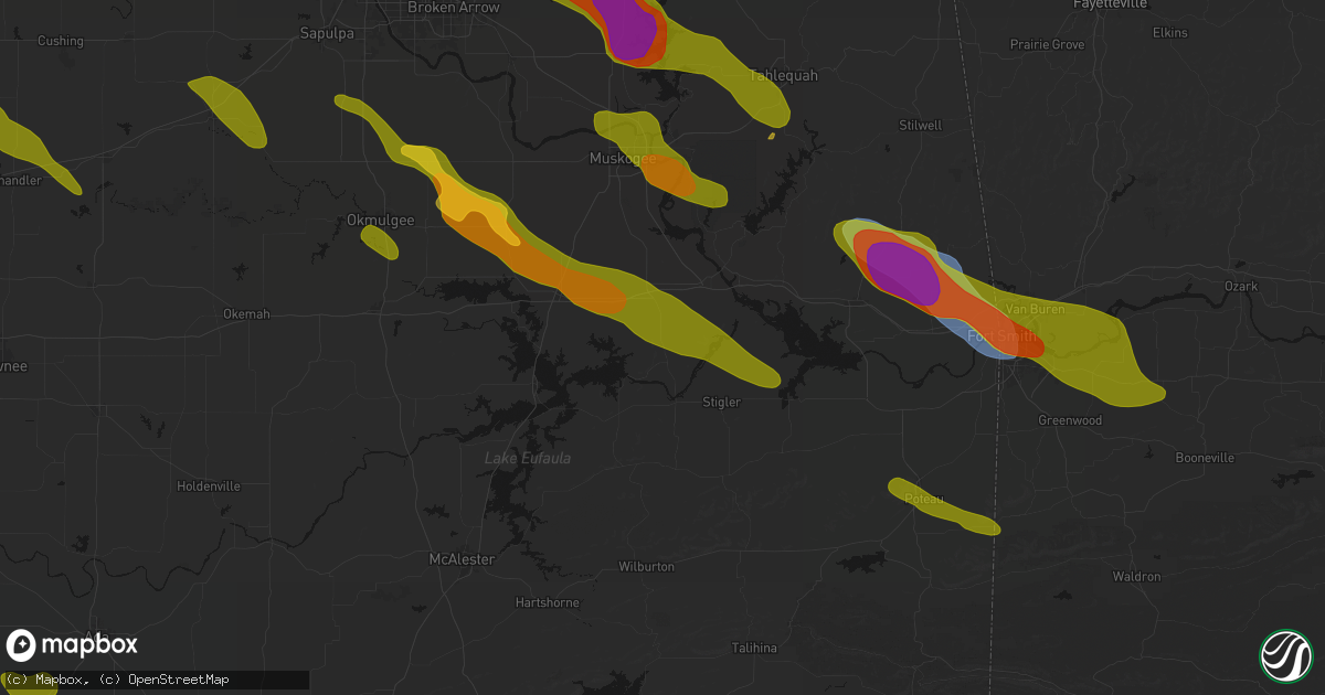 Hail map in Porum, OK on May 8, 2026