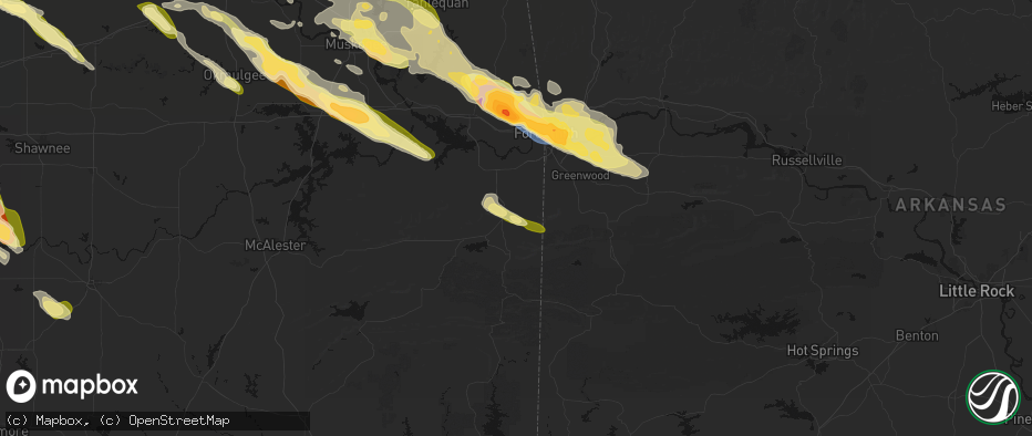 Hail map in Poteau, OK on May 8, 2026