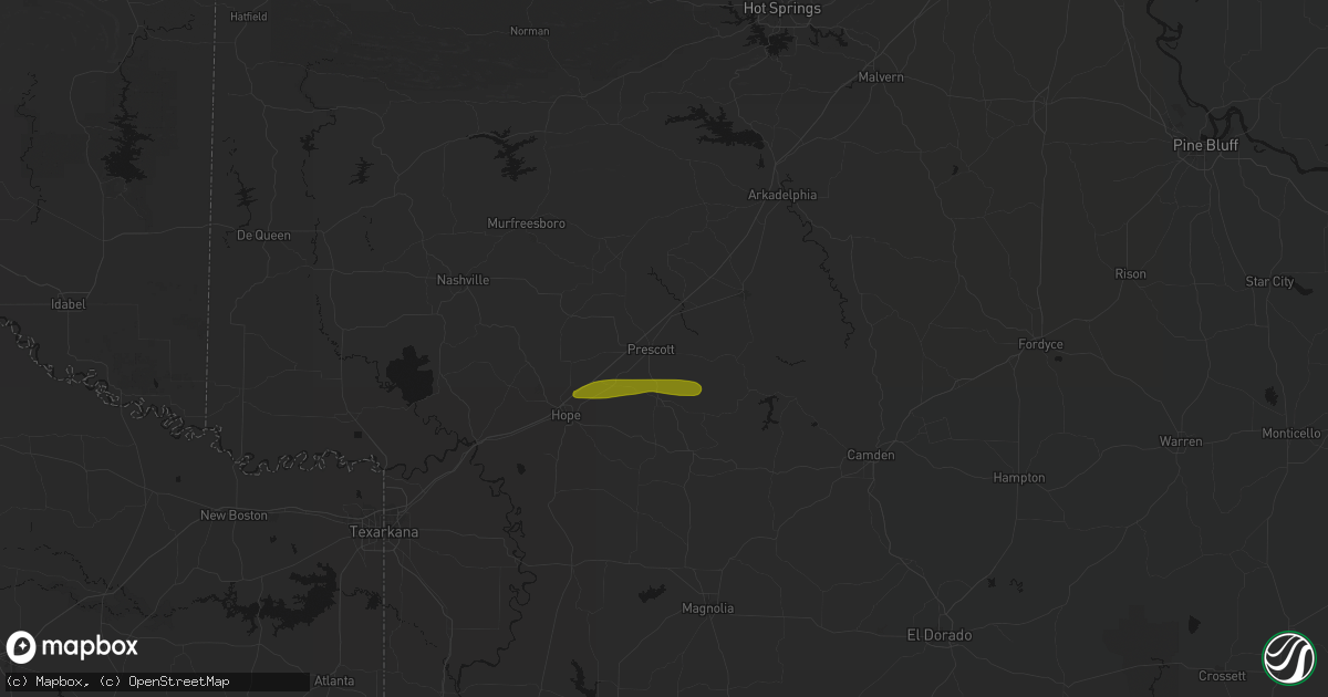 Hail map in Prescott, AR on May 8, 2026