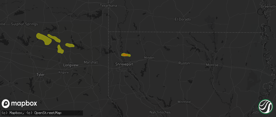 Hail map in Princeton, LA on May 8, 2026