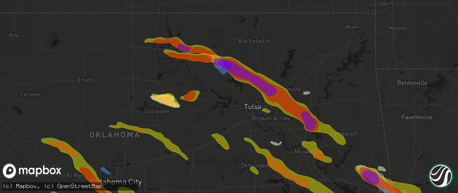 Hail map in Prue, OK on May 8, 2026