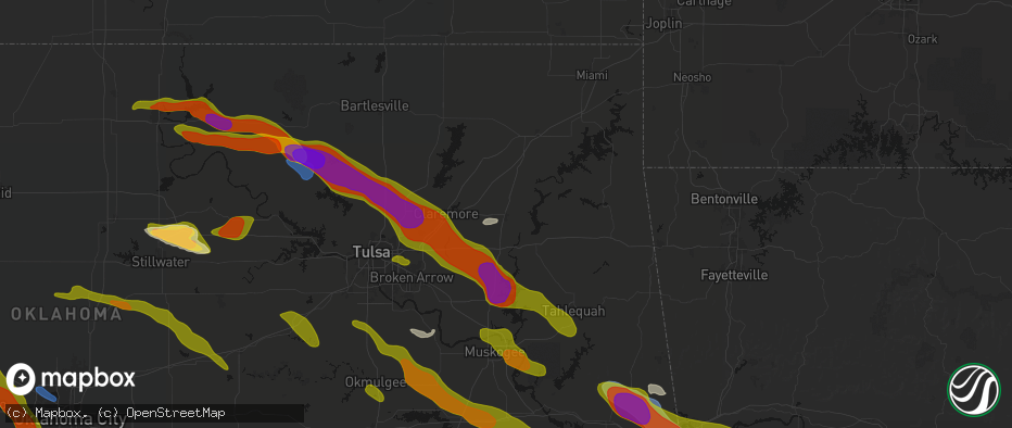 Hail map in Pryor, OK on May 8, 2026