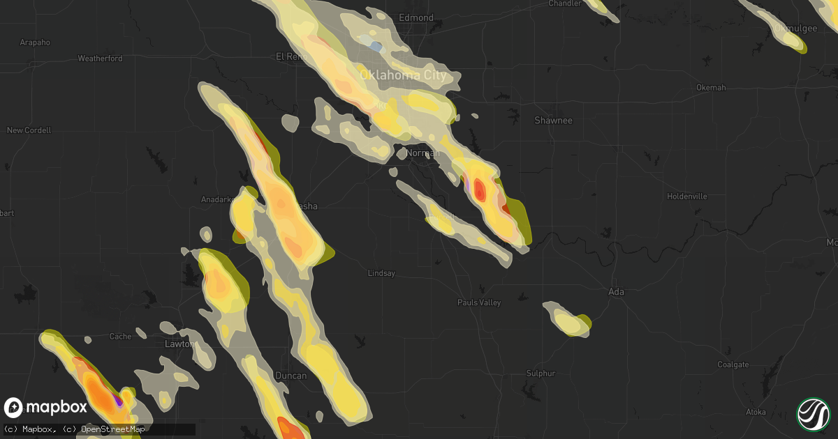 Hail map in Purcell, OK on May 8, 2026