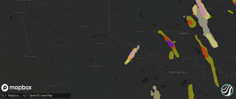 Hail map in Quanah, TX on May 8, 2026