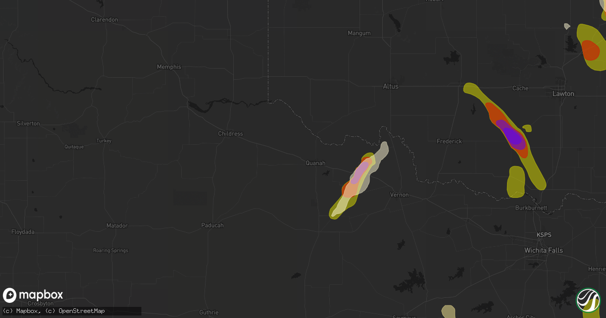 Hail map in Quanah, TX on May 8, 2026