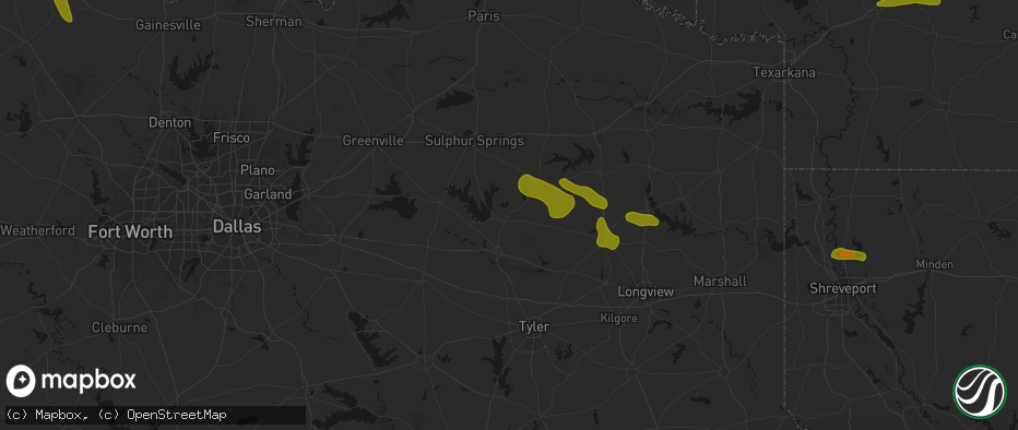 Hail map in Quitman, TX on May 8, 2026
