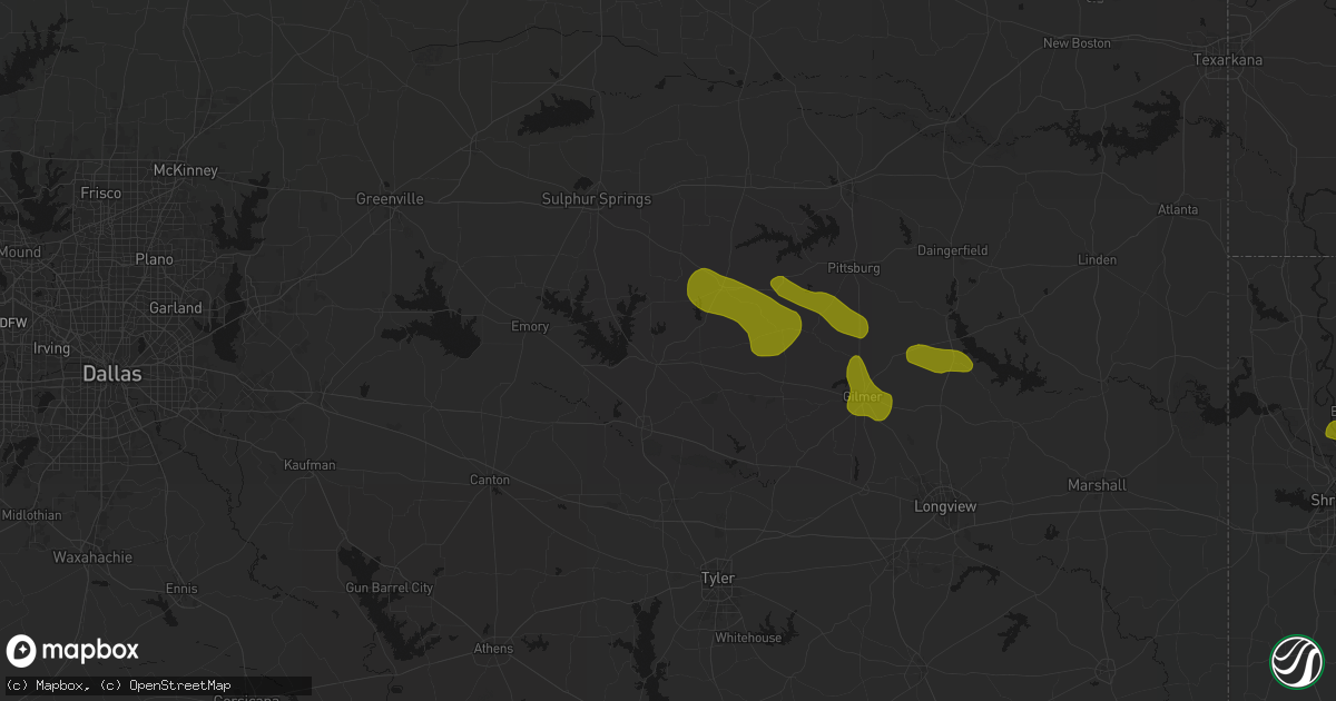 Hail map in Quitman, TX on May 8, 2026