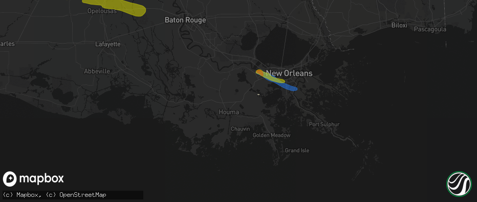 Hail map in Raceland, LA on May 8, 2026