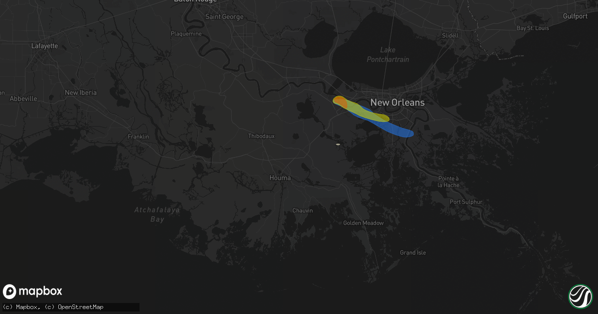 Hail map in Raceland, LA on May 8, 2026