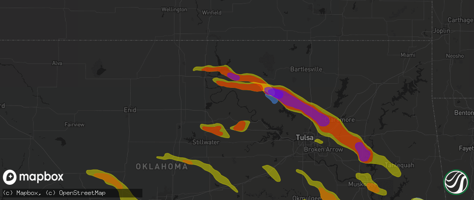 Hail map in Ralston, OK on May 8, 2026