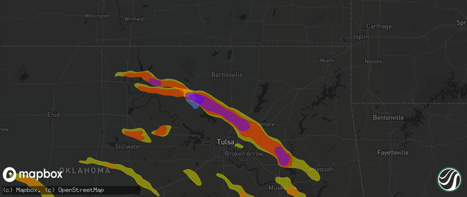 Hail map in Ramona, OK on May 8, 2026