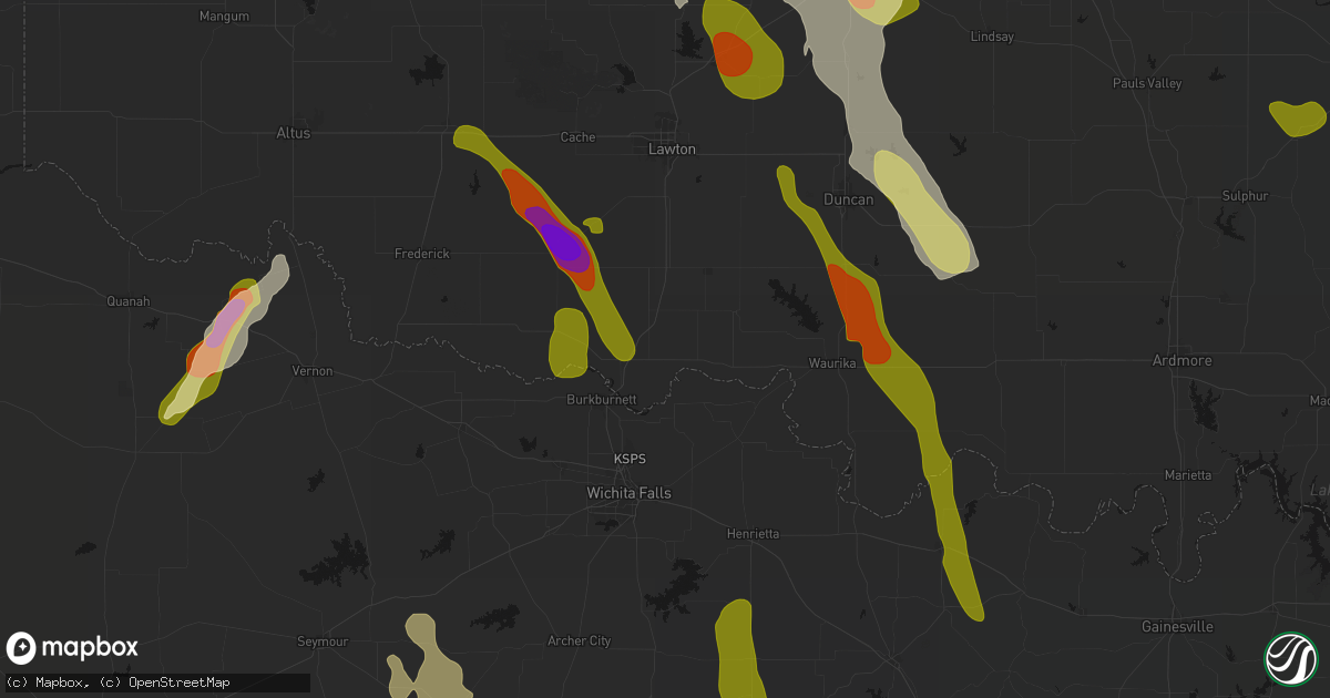 Hail map in Randlett, OK on May 8, 2026