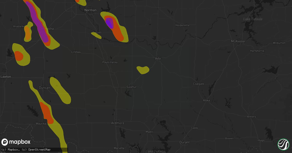Hail map in Roff, OK on May 8, 2026