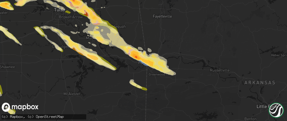 Hail map in Roland, OK on May 8, 2026