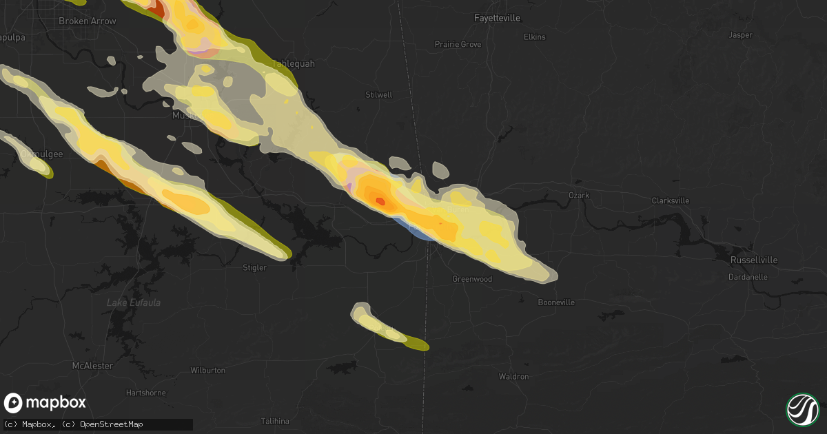 Hail map in Roland, OK on May 8, 2026