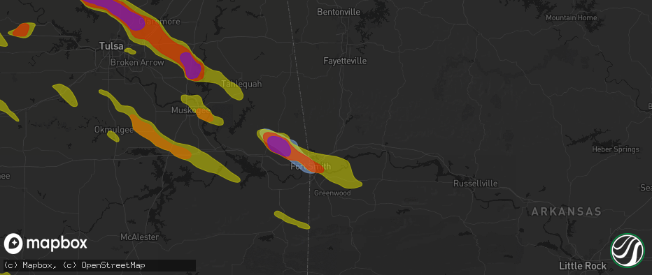 Hail map in Rudy, AR on May 8, 2026