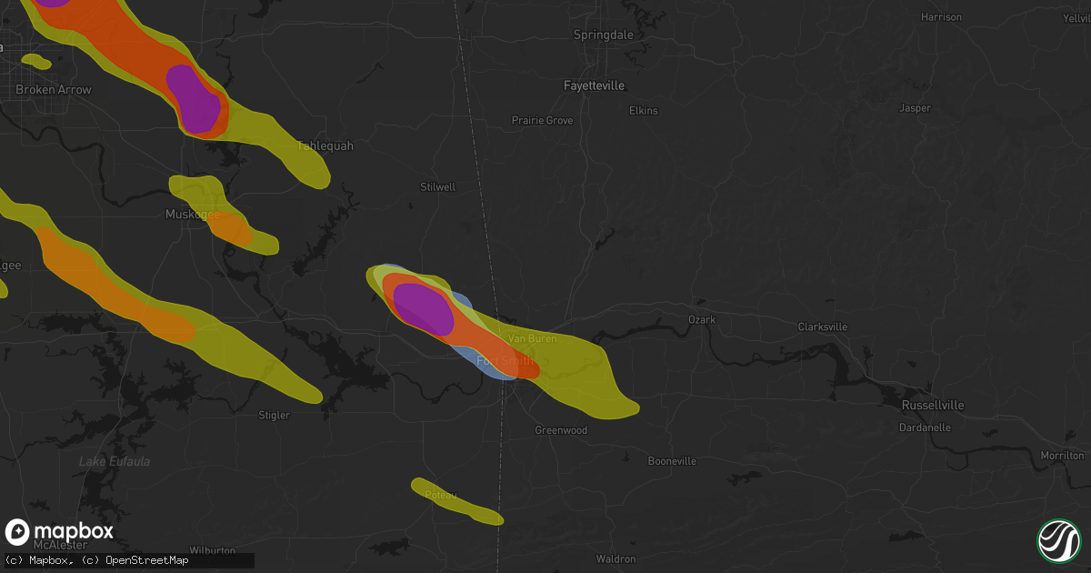 Hail map in Rudy, AR on May 8, 2026