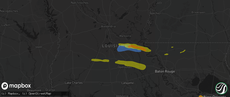 Hail map in Saint Landry, LA on May 8, 2026