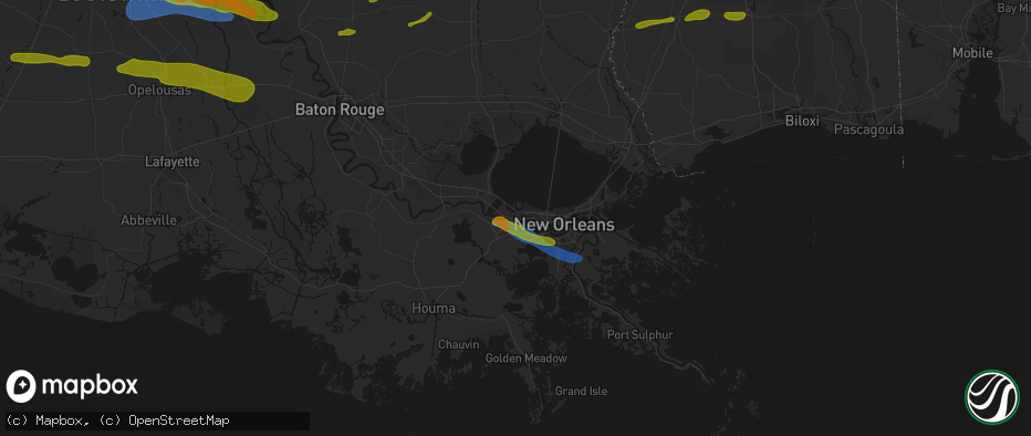 Hail map in Saint Rose, LA on May 8, 2026