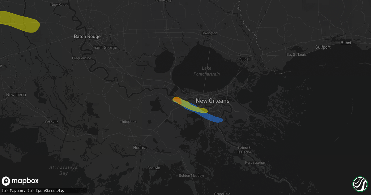 Hail map in Saint Rose, LA on May 8, 2026