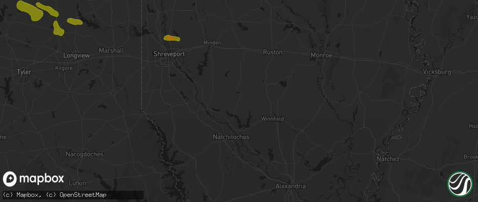 Hail map in Saline, LA on May 8, 2026