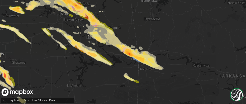 Hail map in Sallisaw, OK on May 8, 2026