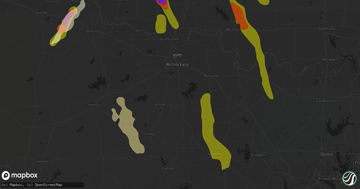 Hail map in Scotland, TX on May 8, 2026